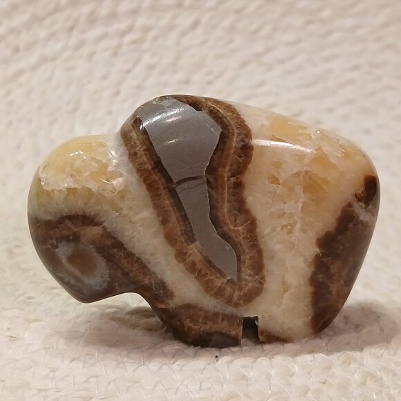 Native American Hand Carved Polished Septarian Zuni Buffalo - Picture 1 of 4